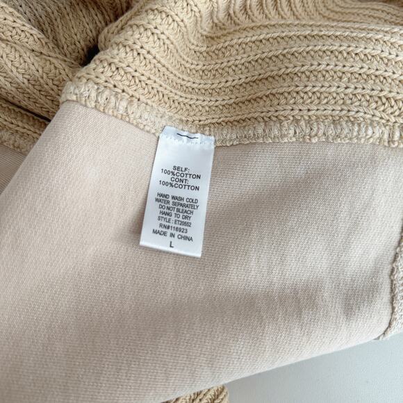 Easel Khaki Mineral Washed Patchwork Knit French Terry Cardigan Sweater Size L - Picture 7 of 7